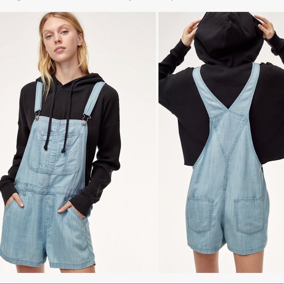 Aritzia Tna Senryu Romper in Medium Light Wash - Picture 1 of 5